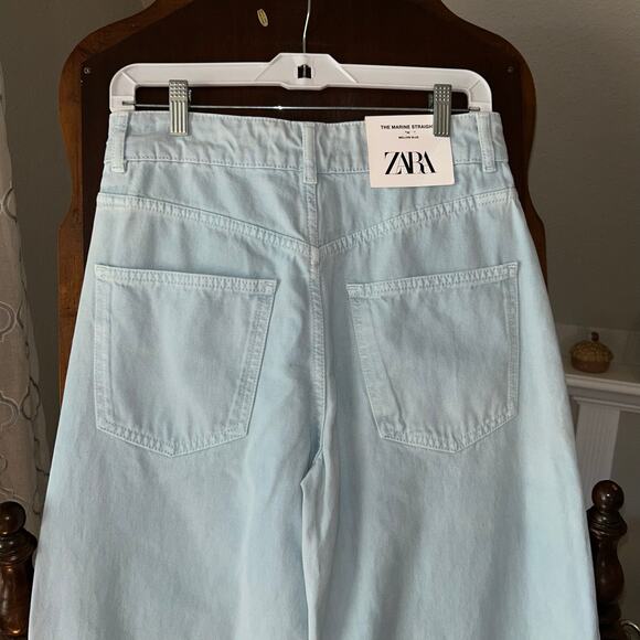 NWT Zara marine Strait mellow blue size 6 jeans wide leg - Picture 7 of 12